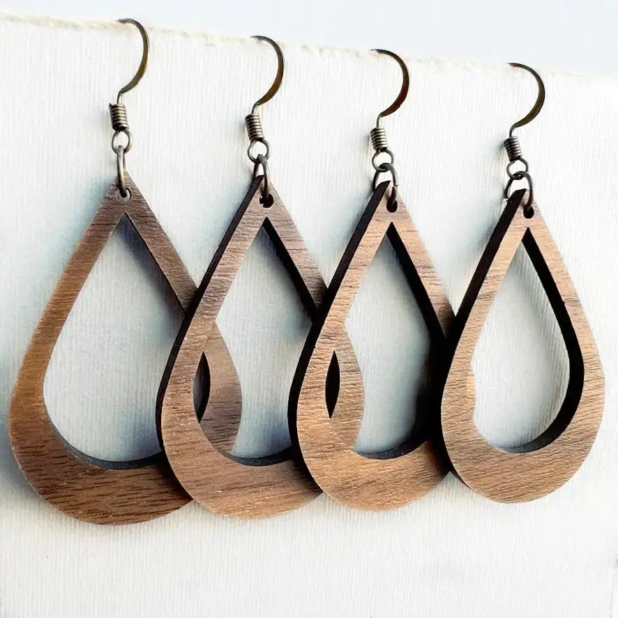 Amelia Wood Drop Earrings - Natural Wood Drop Earrings
