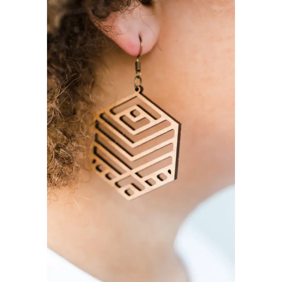 Ani Wood Drop Earrings - Natural Wood Drop Earrings