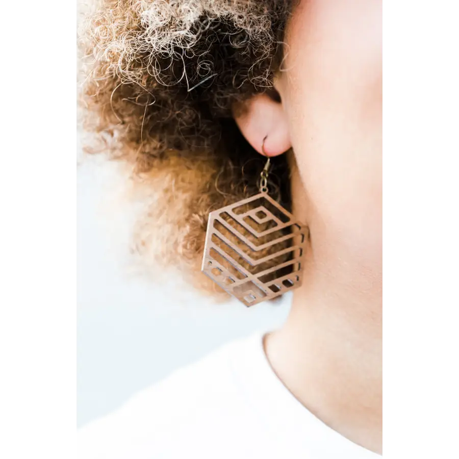 Ani Wood Drop Earrings - Natural Wood Drop Earrings