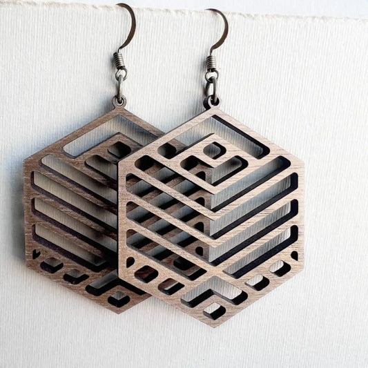 Ani Wood Drop Earrings - Natural Wood Drop Earrings