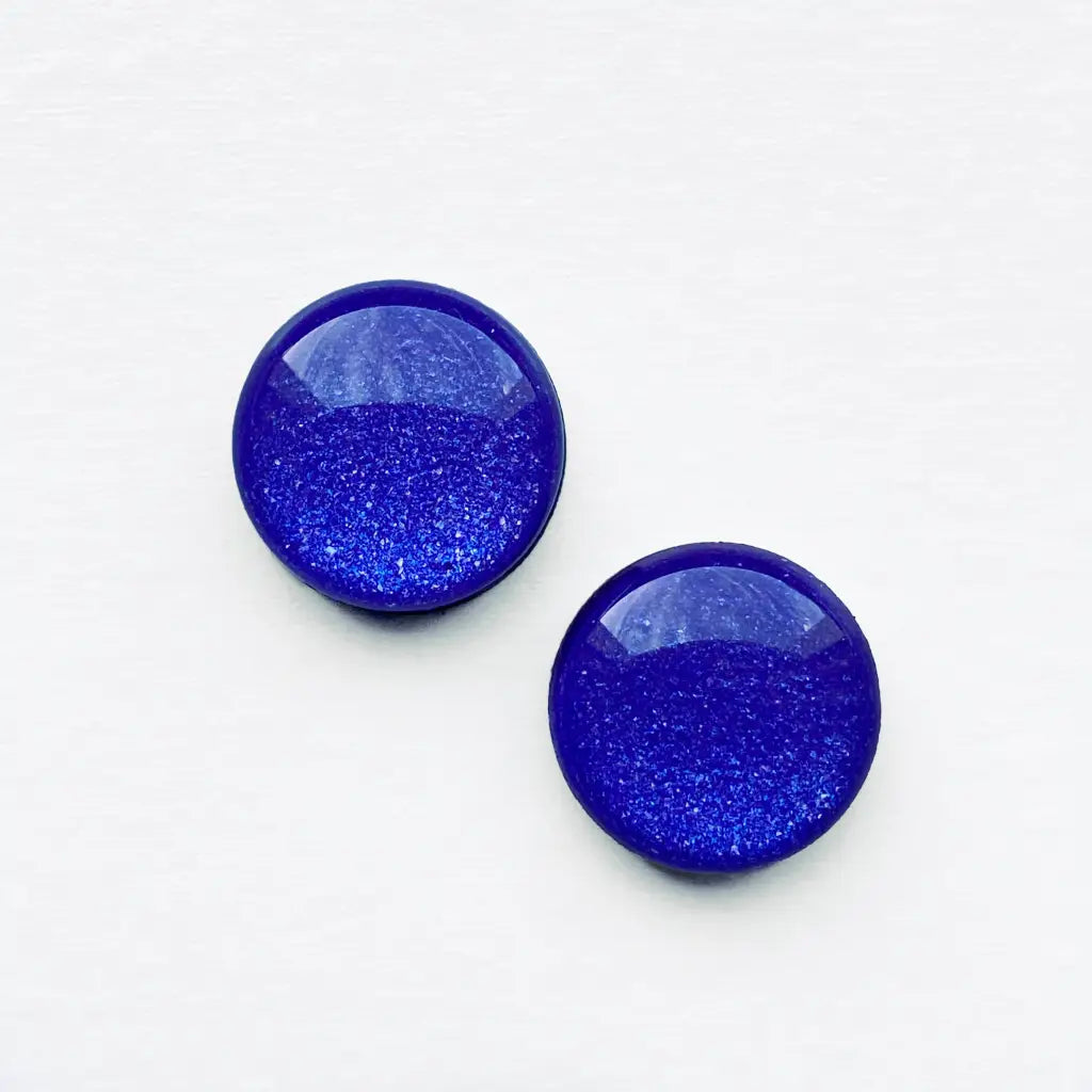 Brights Collection Wood Stud Earrings - 6.5mm / Dark Purple - Resin Wood Stud Earrings