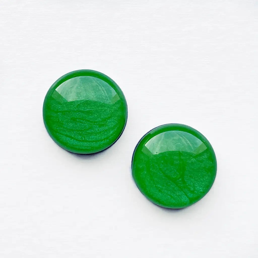 Brights Collection Wood Stud Earrings - 6.5mm / Green - Resin Wood Stud Earrings