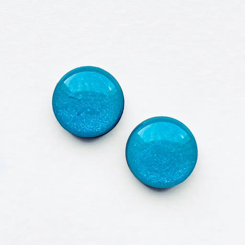 Brights Collection Wood Stud Earrings - 6.5mm / Light Blue - Resin Wood Stud Earrings