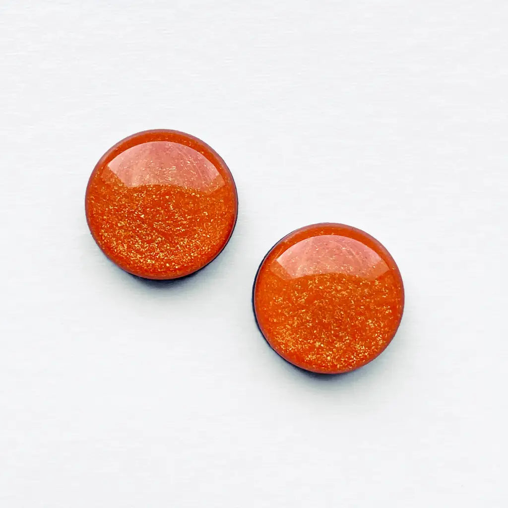 Brights Collection Wood Stud Earrings - 6.5mm / Orange - Resin Wood Stud Earrings