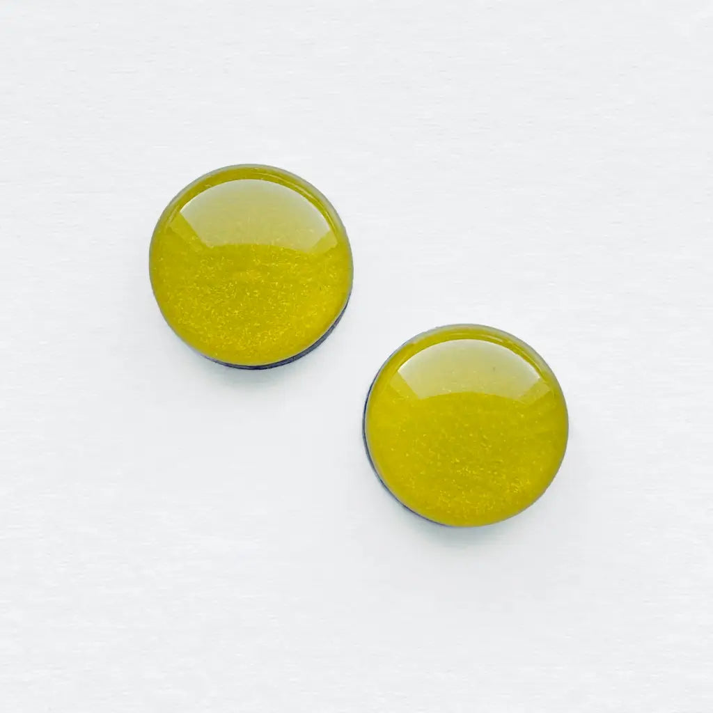 Brights Collection Wood Stud Earrings - 6.5mm / Yellow - Resin Wood Stud Earrings