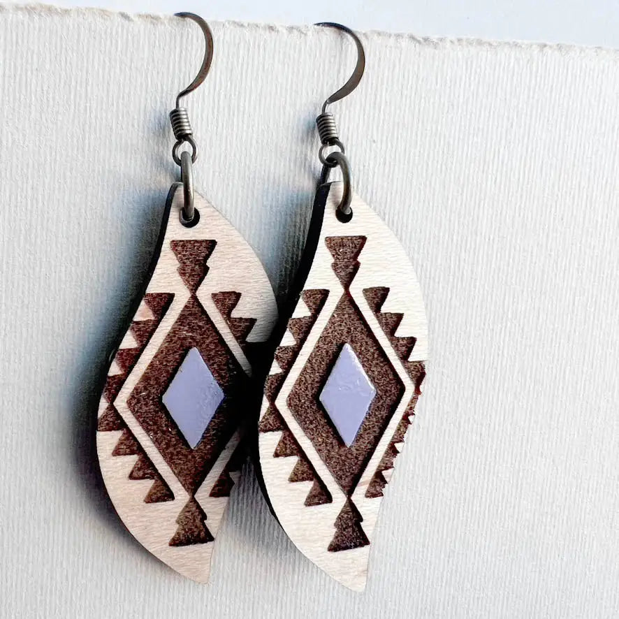 Cheyenne Wood Drop Earrings - 1.5 Inch / Dusty Lavender - Painted Wood Drop Earrings