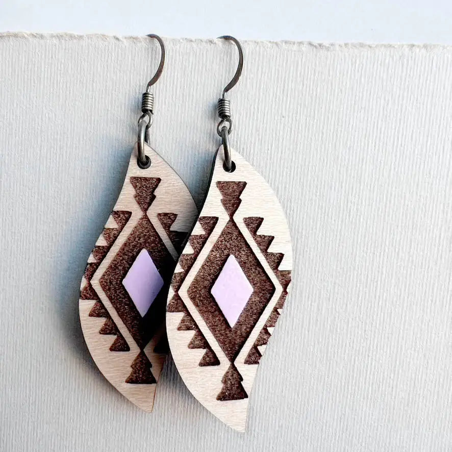 Cheyenne Wood Drop Earrings - 1.5 Inch / Hollywood Pink - Painted Wood Drop Earrings