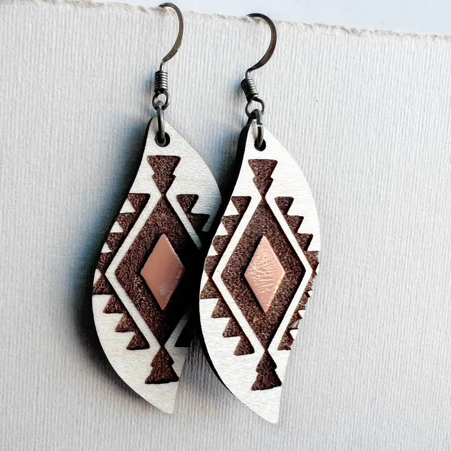 Cheyenne Wood Drop Earrings - 1.5 Inch / Sand Dune Orange - Painted Wood Drop Earrings