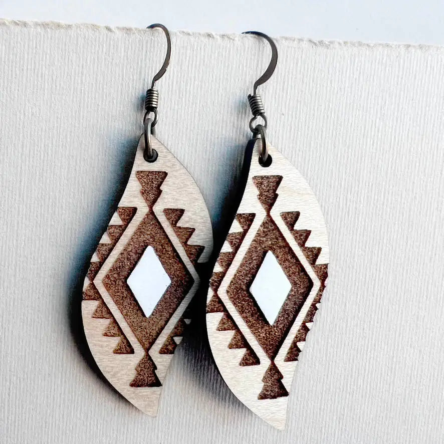 Cheyenne Wood Drop Earrings - Painted Wood Drop Earrings