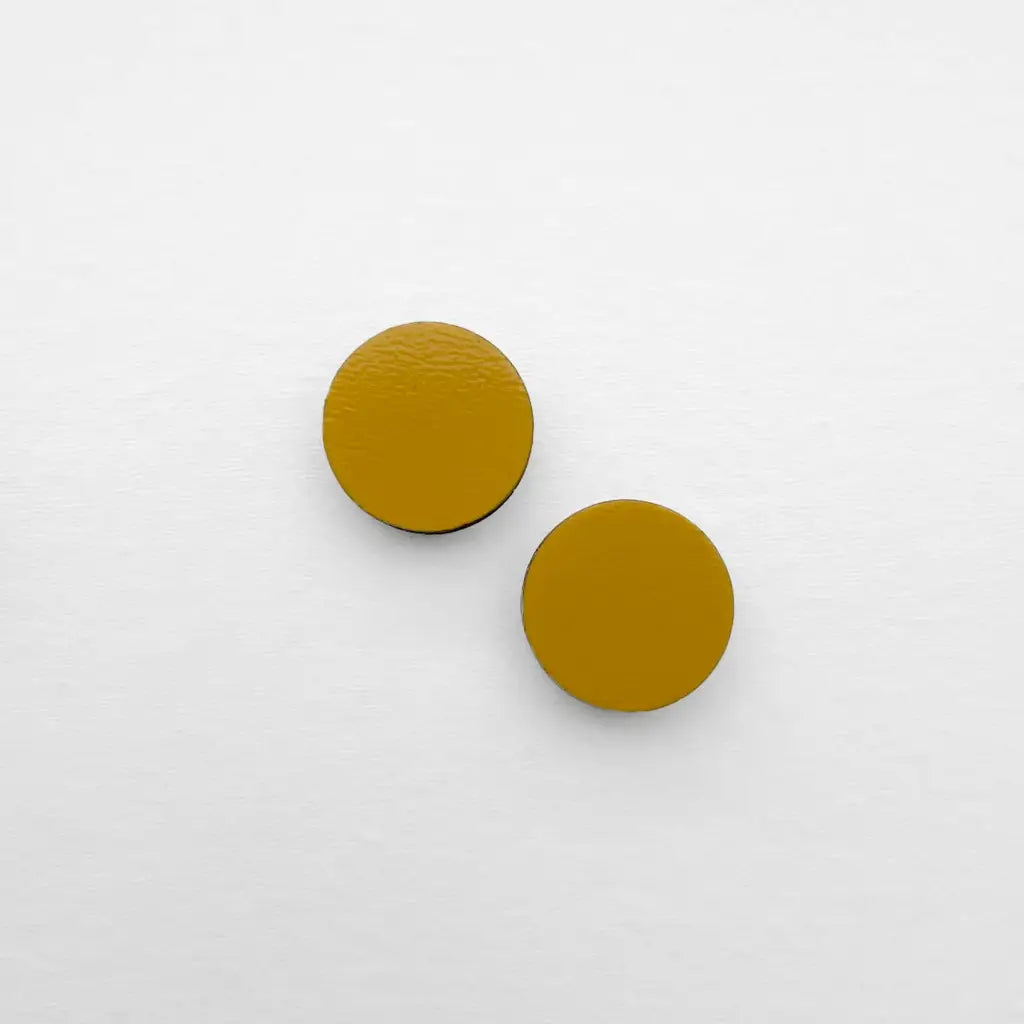 Circle Painted Wood Stud Earrings - Adobe Sun Yellow / 08MM - Painted Wood Stud Earrings