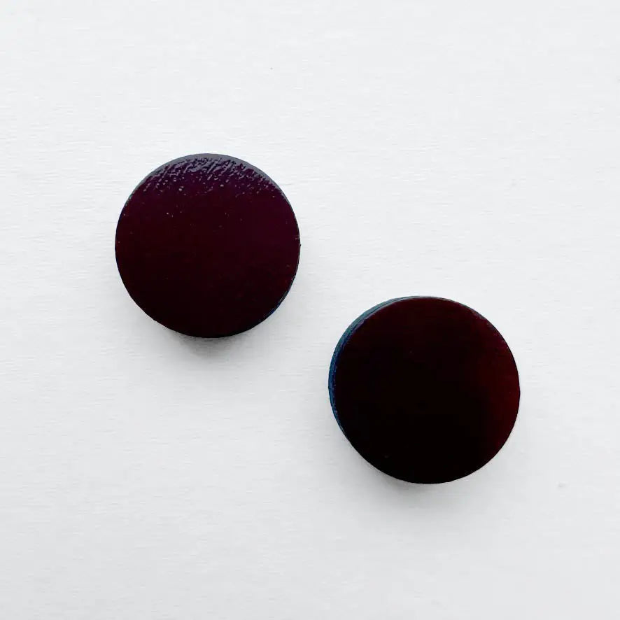 Circle Painted Wood Stud Earrings - Black / 08MM - Painted Wood Stud Earrings