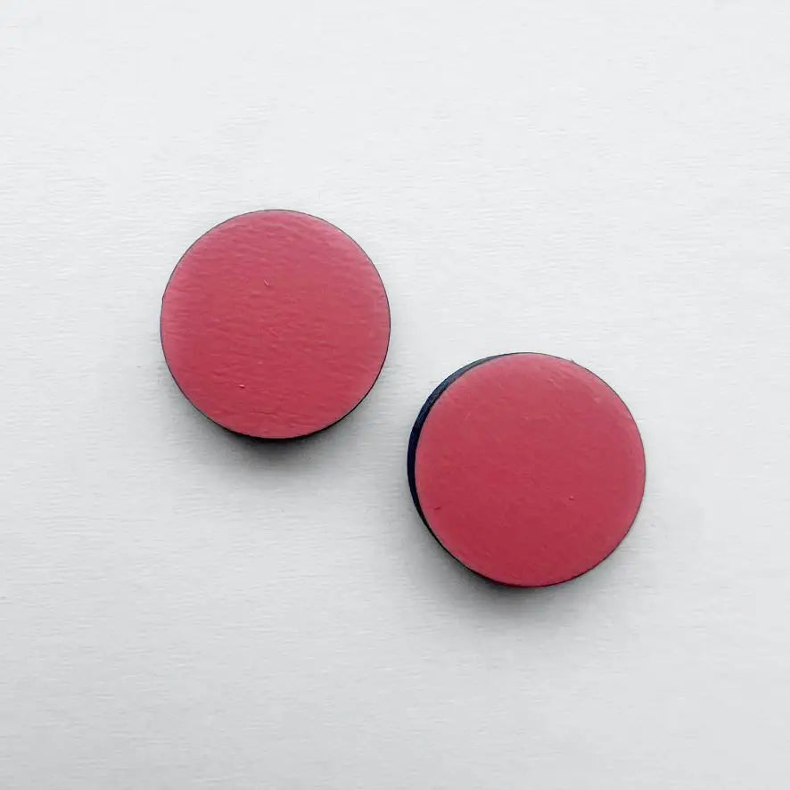 Circle Painted Wood Stud Earrings - Coral Canyon / 08MM - Painted Wood Stud Earrings