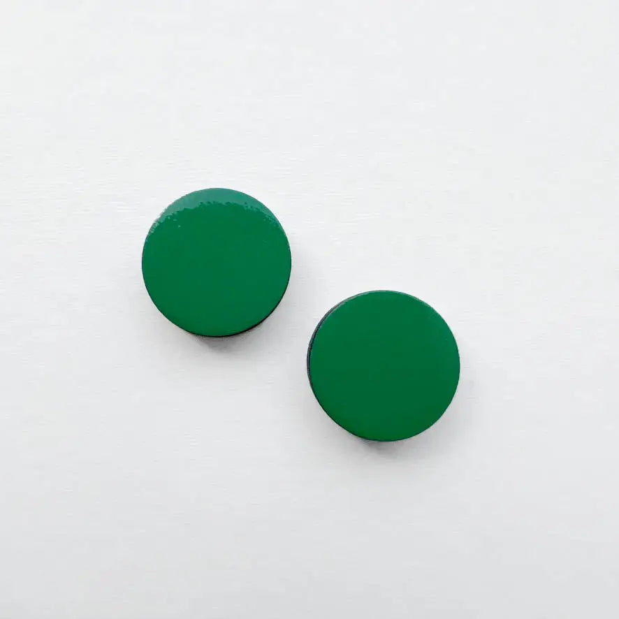 Circle Painted Wood Stud Earrings - Desert Fern Green / 08MM - Painted Wood Stud Earrings