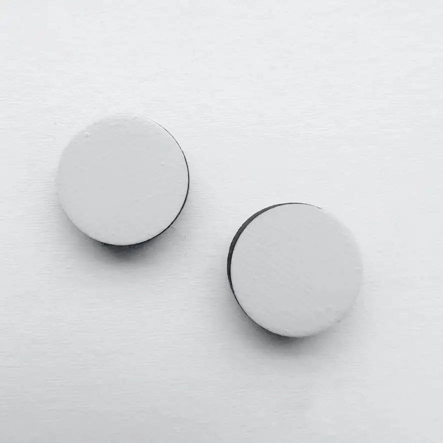 Circle Painted Wood Stud Earrings - White / 08MM - Painted Wood Stud Earrings