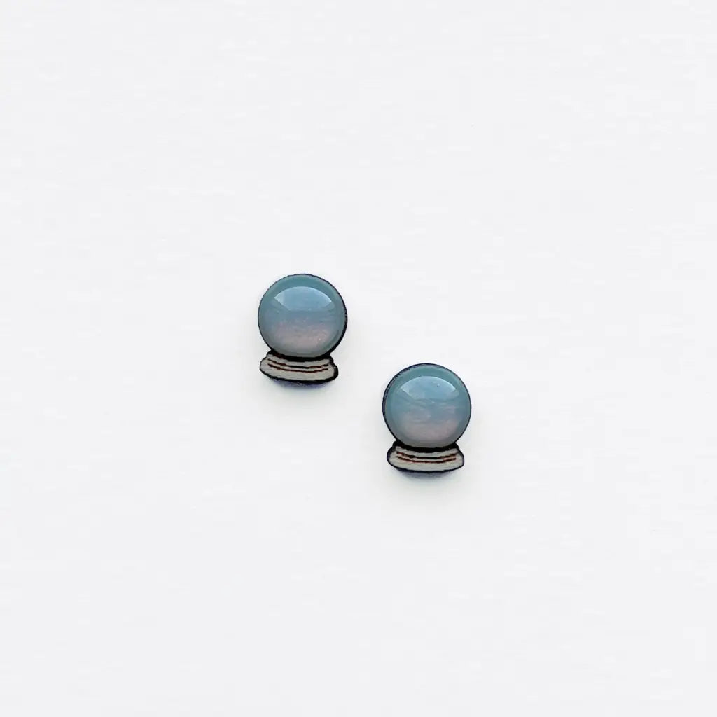 Crystal Ball Wood Stud earring