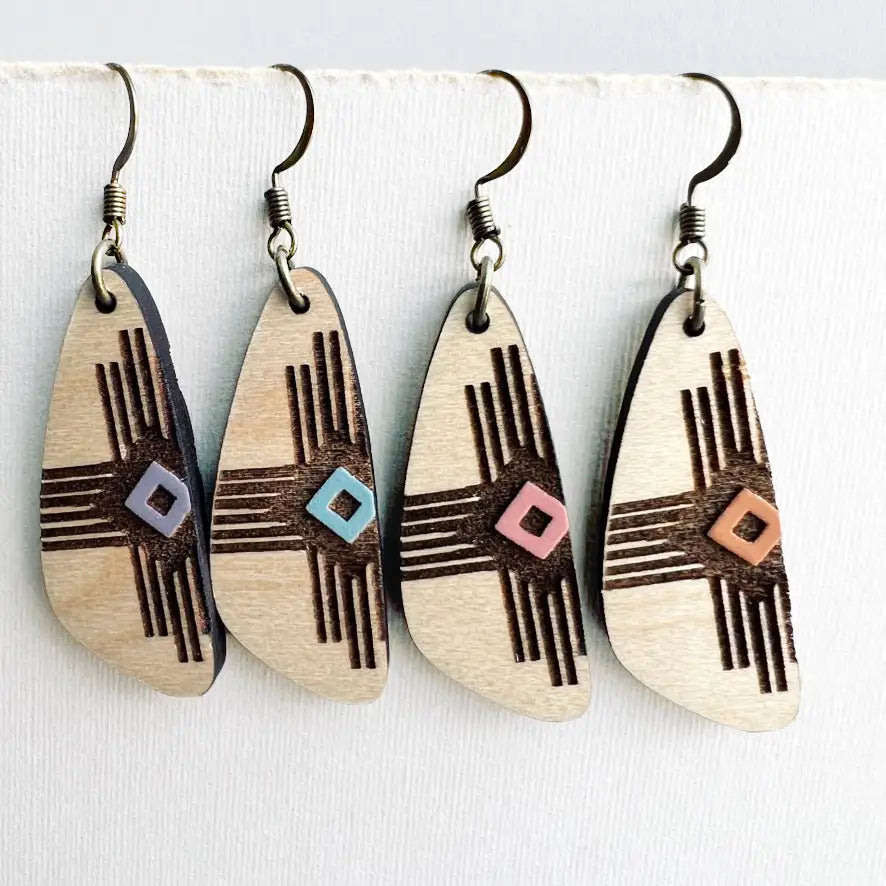 Dakota Wood Drop Earrings - Painted Wood Drop Earrings Dakota wood drop earrings with tribal-inspired designs and colorful accents. Lightweight, hypoallergenic, and perfect for adding a bold, western-boho vibe to any outfit