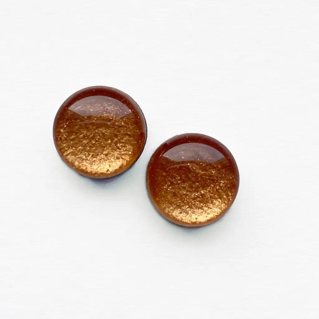 Golden Honey Wood Stud Earrings - 6.5MM - Resin Wood Stud Earrings
