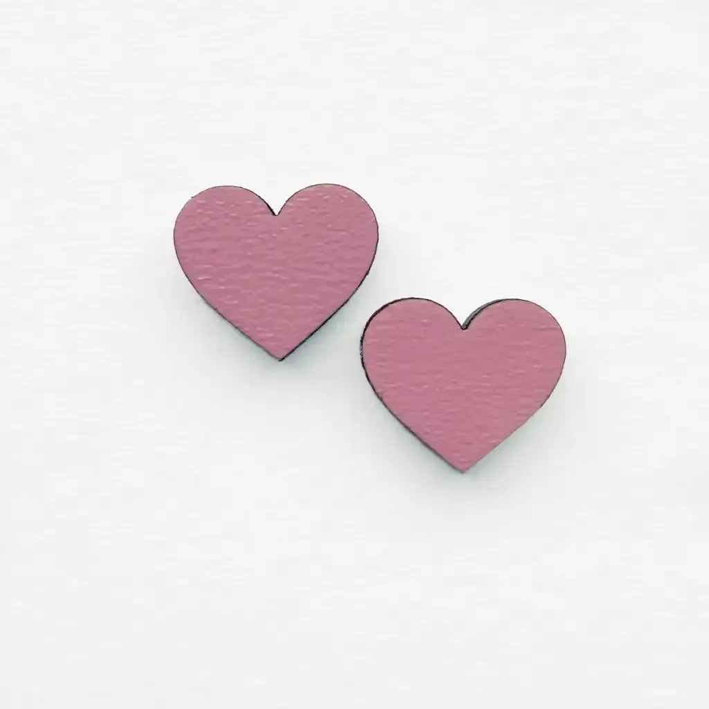 Heart Wood Stud Earrings - Hollywood Pink - Painted Wood Stud Earrings