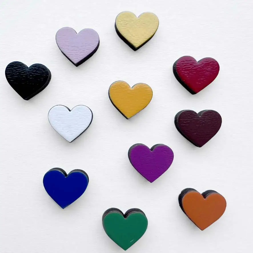 Heart Wood Stud Earrings - Painted Wood Stud Earrings