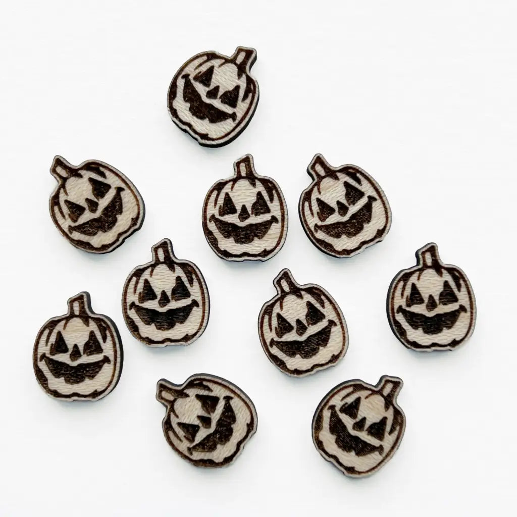 Jack O Lantern Wood Stud Earrings