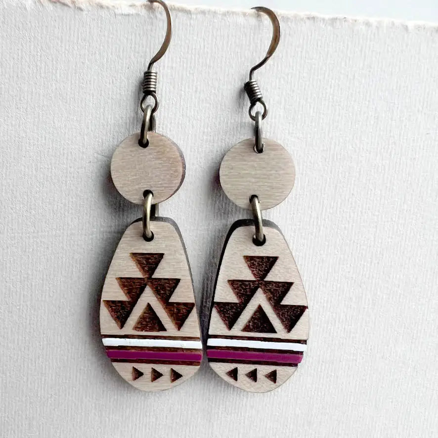 Jolene Wood Drop Earrings - Mauvewood / 1.5 inch - Painted Wood Drop Earrings