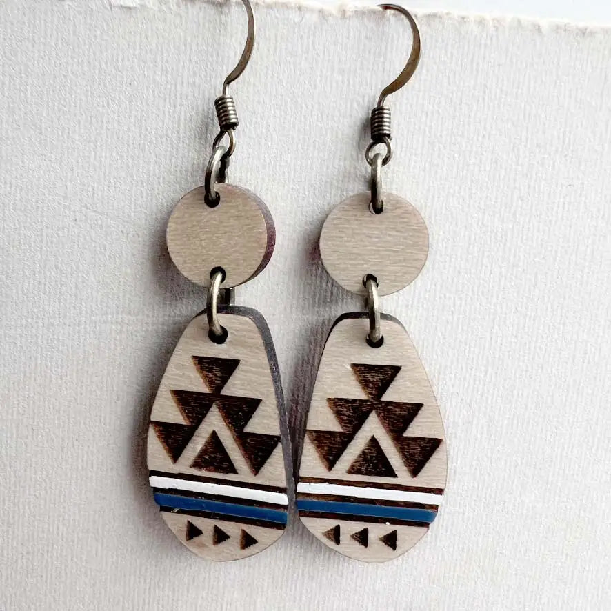 Jolene Wood Drop Earrings - Outlaw Navy / 1.5 inch - Painted Wood Drop Earrings