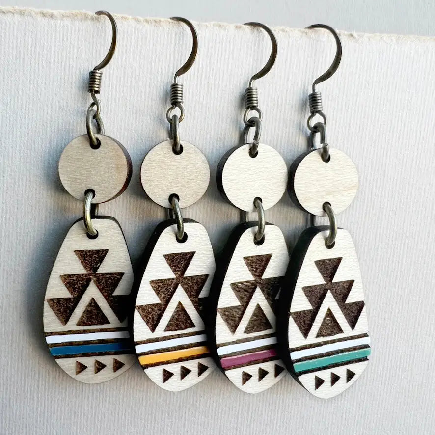 Jolene Wood Drop Earrings - Painted Wood Drop Earrings