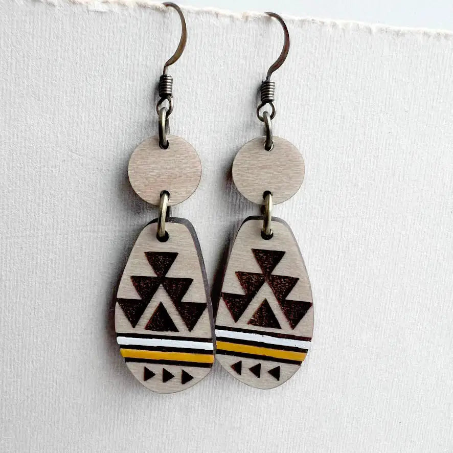Jolene Wood Drop Earrings - Saffron Yellow / 1.5 inch - Painted Wood Drop Earrings