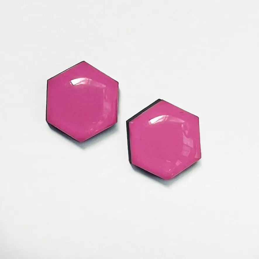 Malibu Pink Wood Stud Earrings - Resin Wood Stud Earrings