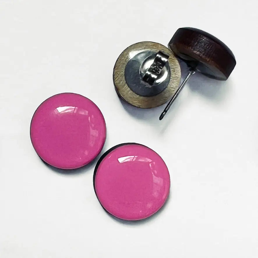 Malibu Pink Wood Stud Earrings - Resin Wood Stud Earrings