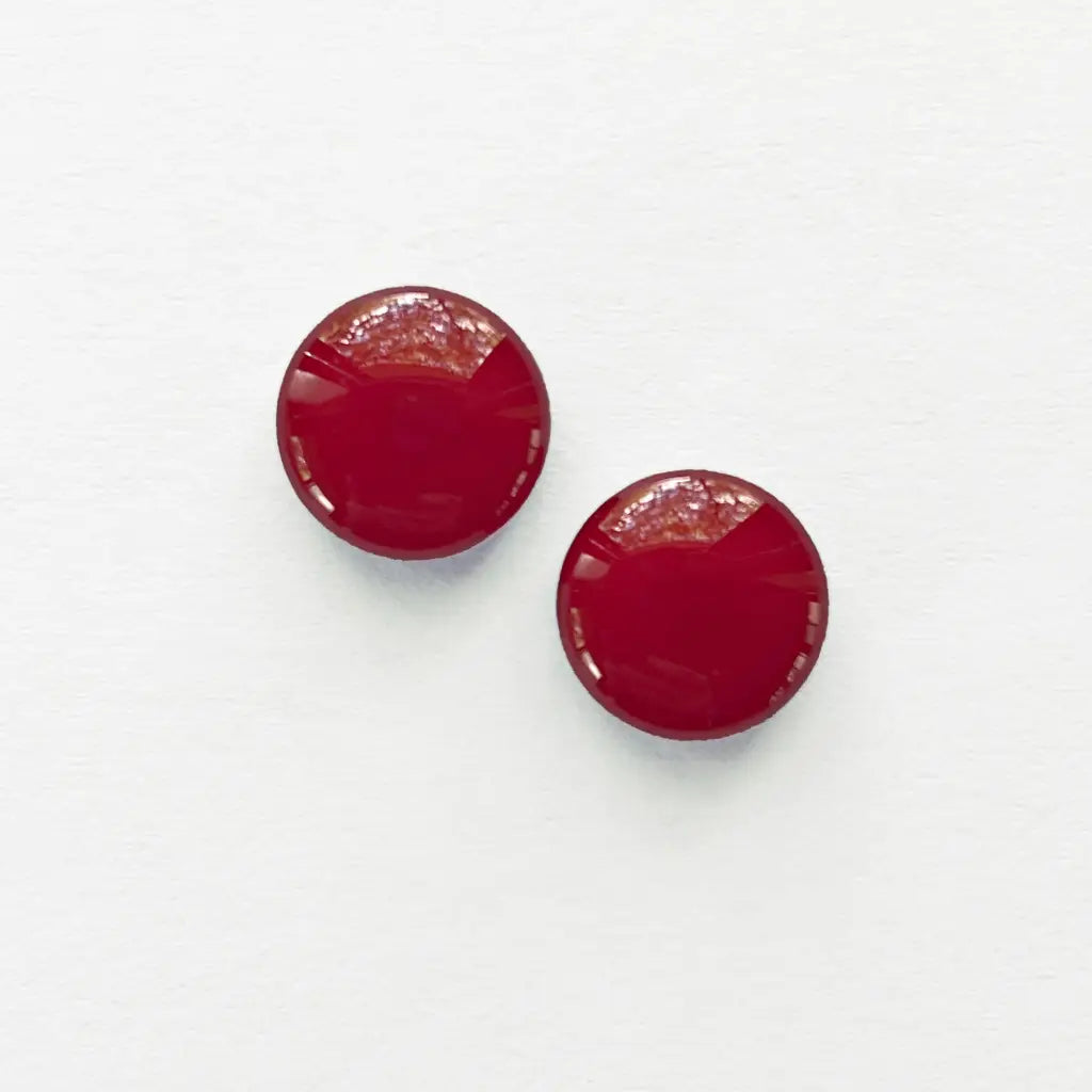 Red Wood Stud Earrings - 6.5MM - Resin Wood Stud Earrings