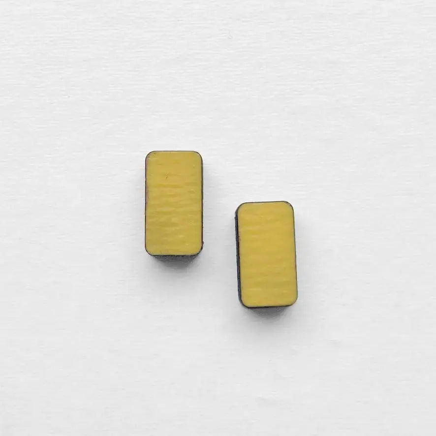 Rounded Rectangle Wood Stud Earrings Austin City Limit Yellow