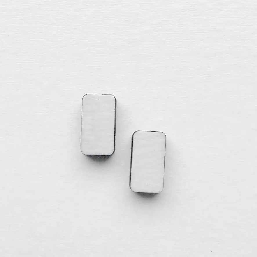 Rounded Rectangle Wood Studs - Painted Wood Stud Earrings