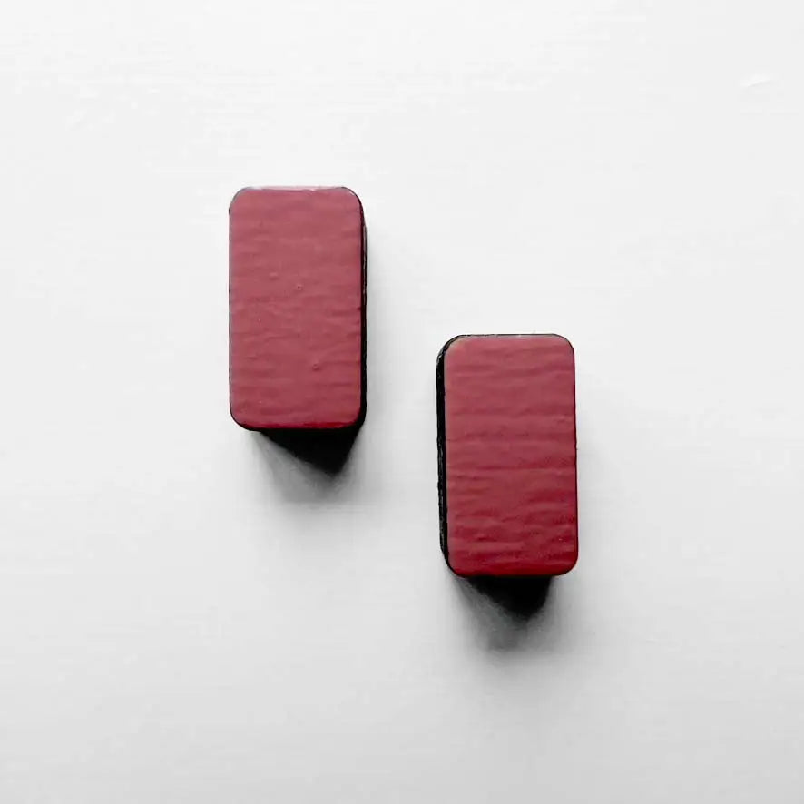 Rounded Rectangle Wood Stud Earrings Prairie Rose Pink