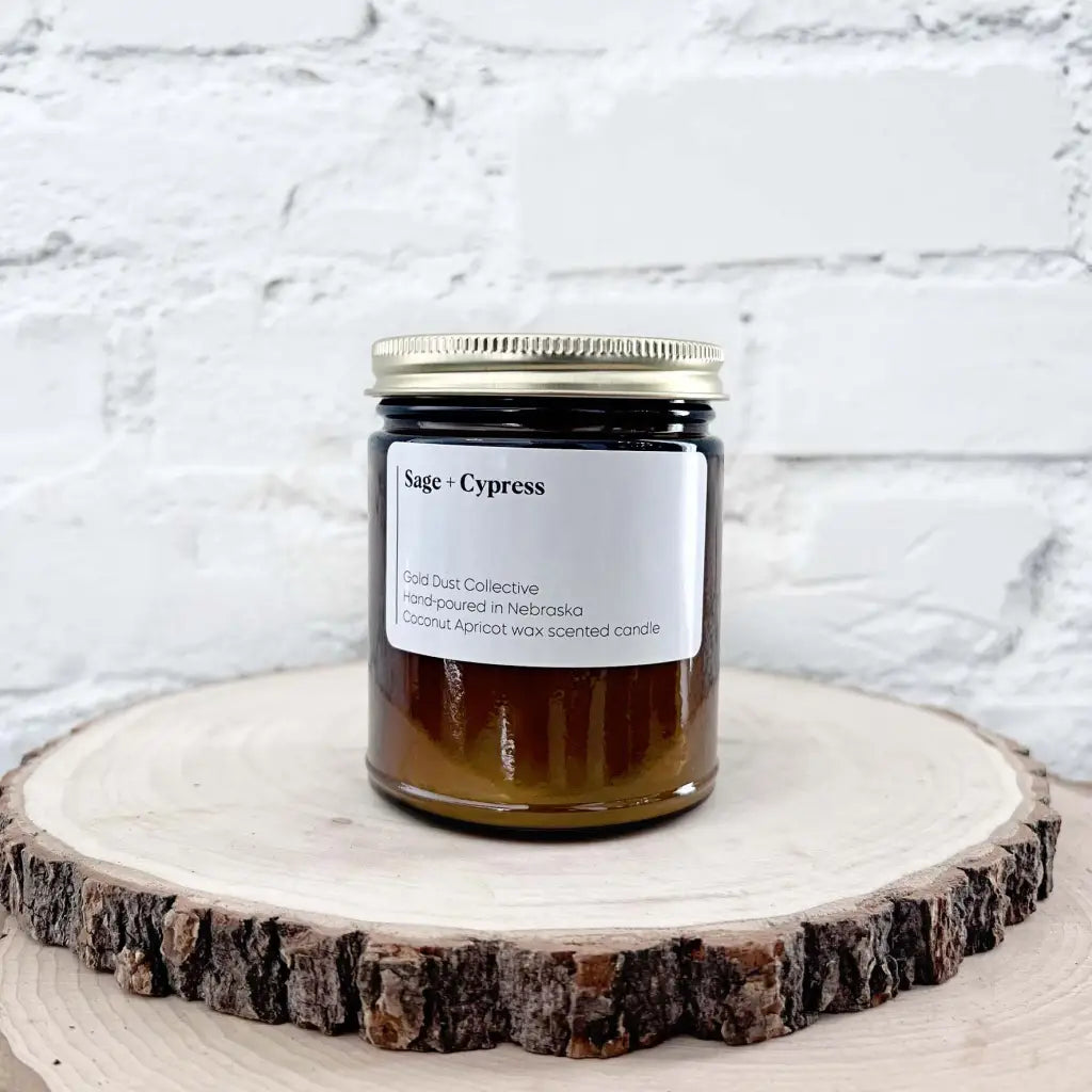 Sage and Cypress Scented Candle Minimalist Label