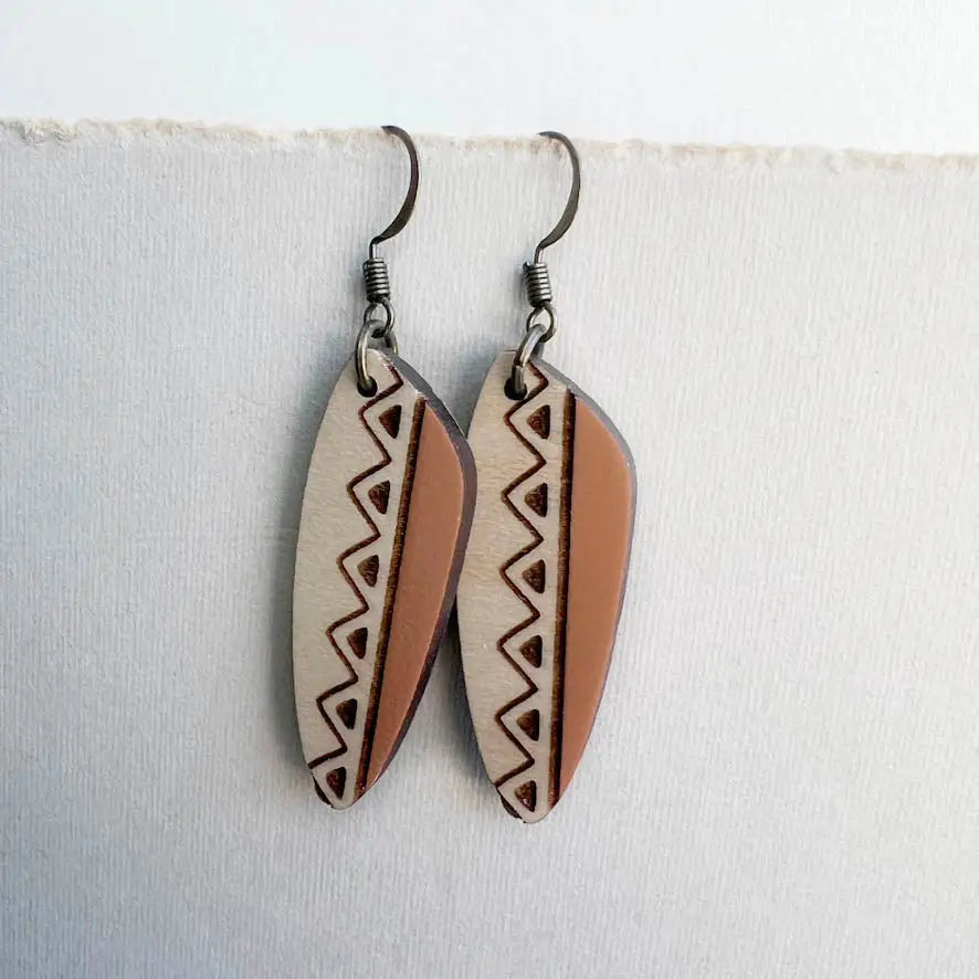 Shelby Wood Drop Earrings - Sand Dune Orange / 1.5 IN - Painted Wood Drop Earrings