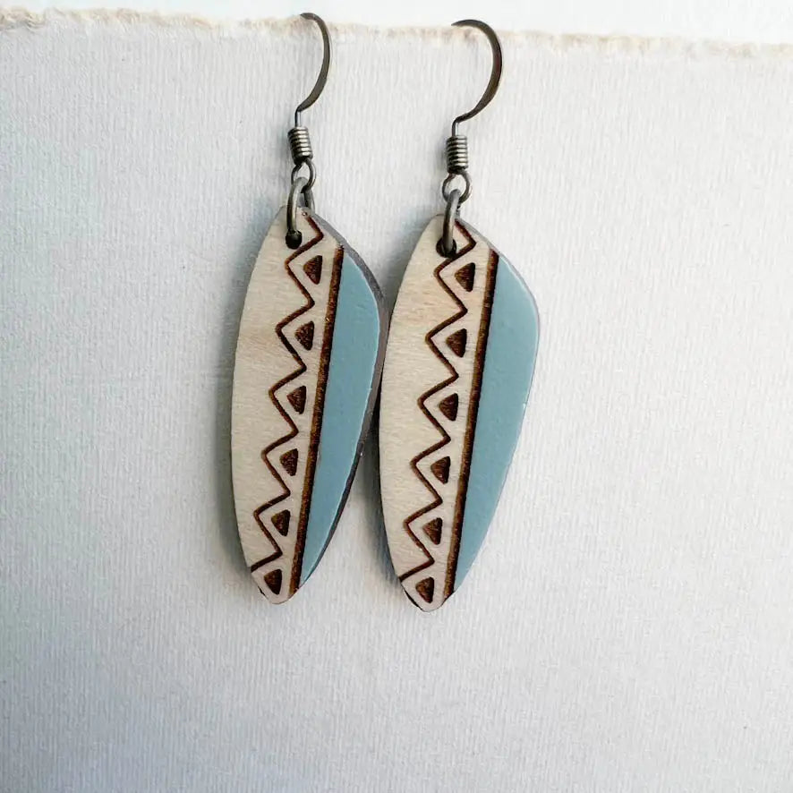 Shelby Wood Drop Earrings - Wayward Blue / 1.5 IN - Painted Wood Drop Earrings