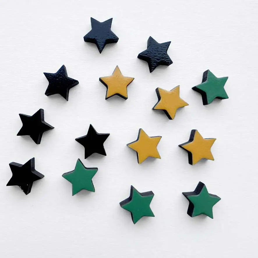 Stars Wood Stud Earrings - Painted Wood Stud Earrings