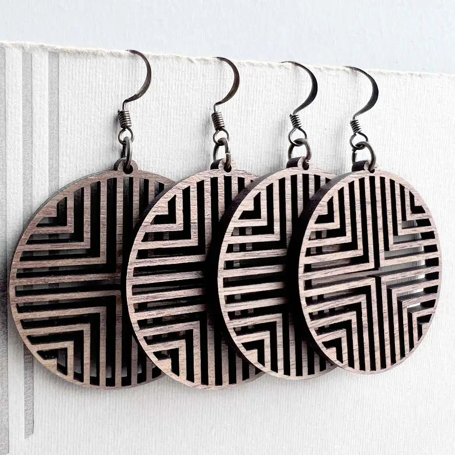 Stella Wood Drop Earrings - Natural Wood Drop Earrings