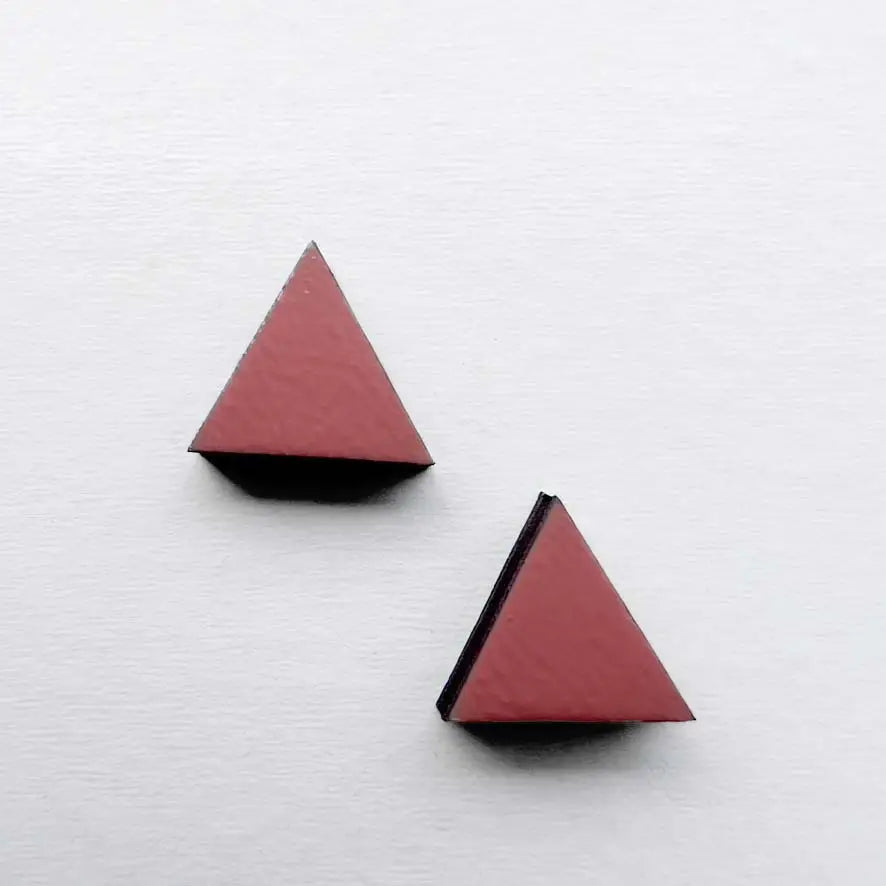Triangle Wood Stud Earrings Desert Dawn Apricot