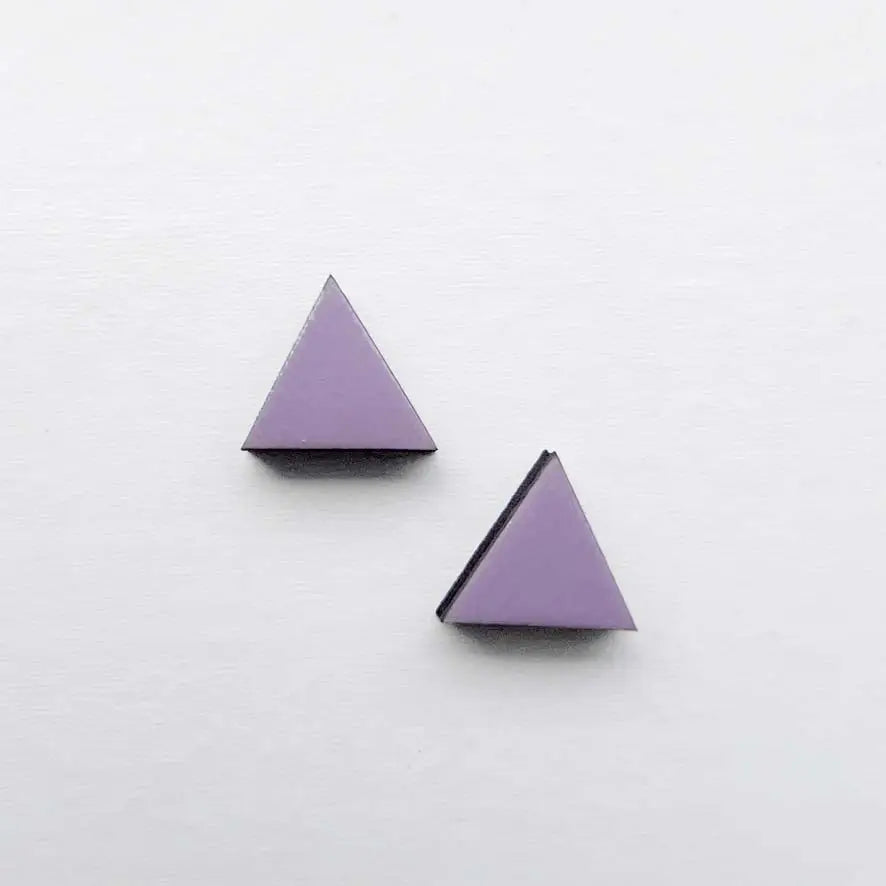 Triangle Wood Stud Earrings Hollywood Pink