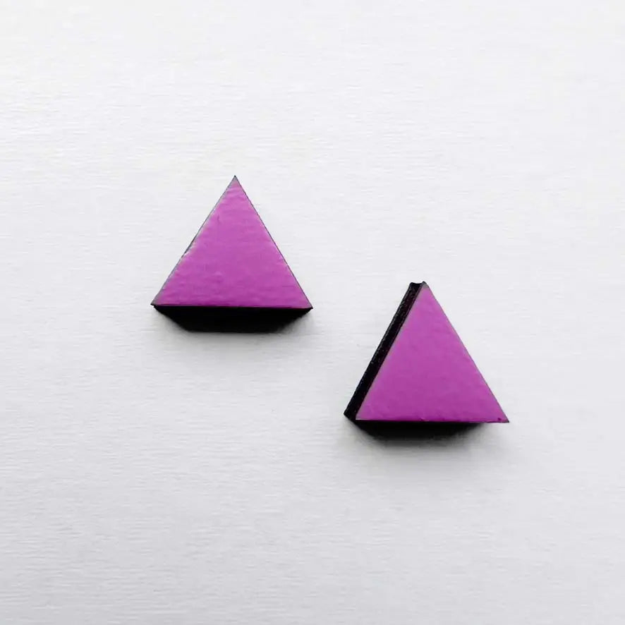 Triangle Wood Stud Earrings Malibu Pink