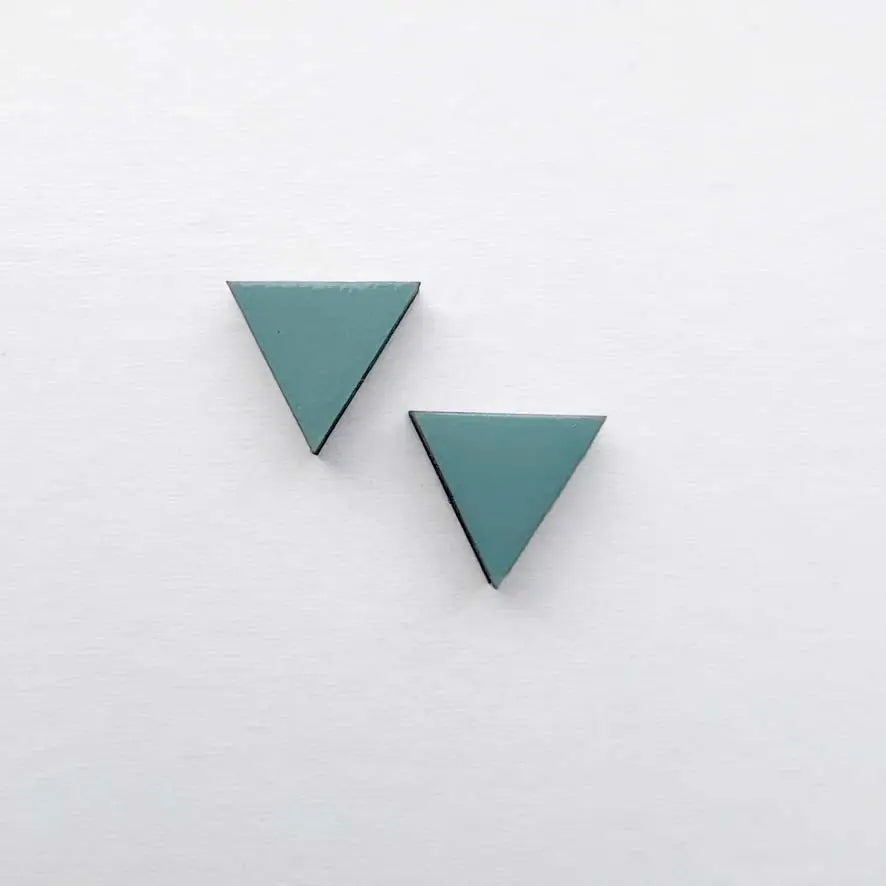 Triangle Wood Stud Earrings Mystic Mint