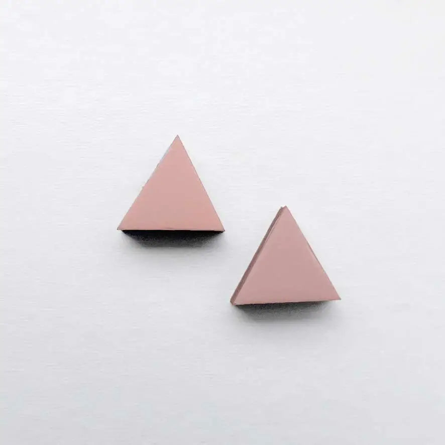 Triangle Wood Stud Earrings Pebble Nude