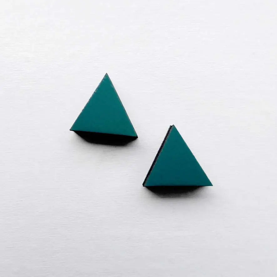 Triangle Wood Stud Earrings Turquoise Trail