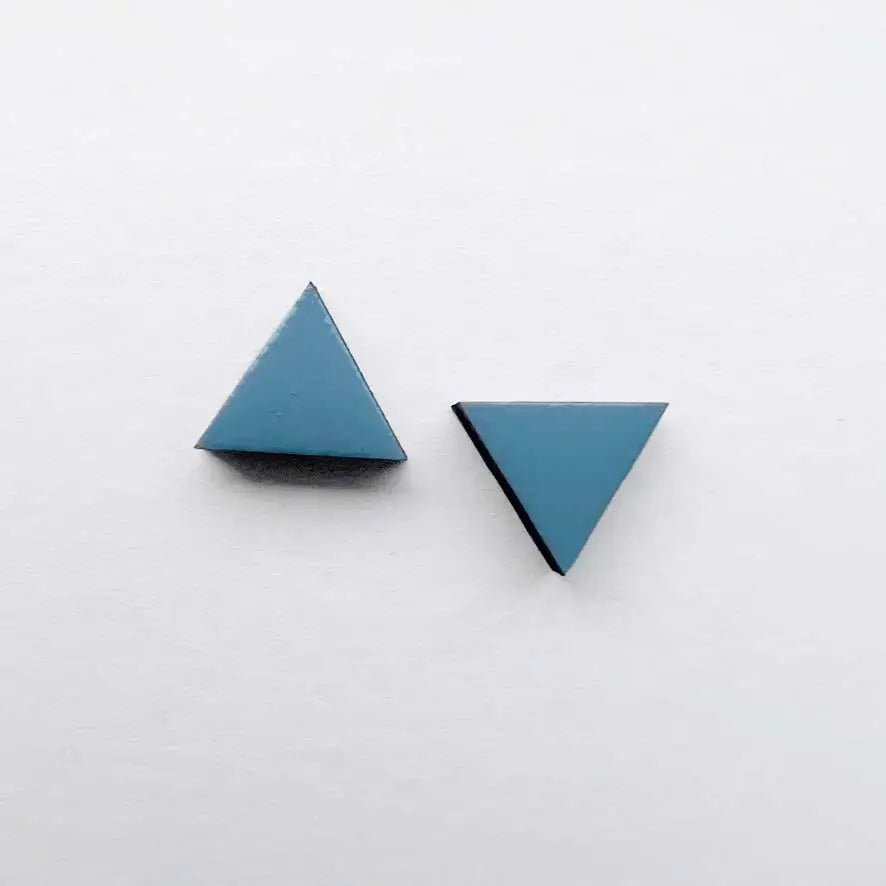 Triangle Wood Stud Earrings Wayward Blue