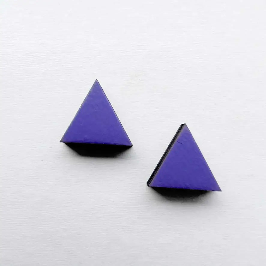 Triangle Wood Stud Earrings Wild Lavender