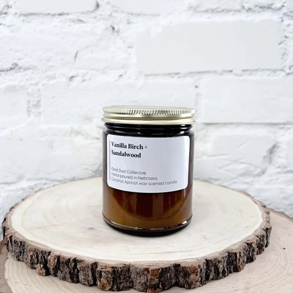 Vanilla Birch and Sandalwood Scented Candle Minimalist Label