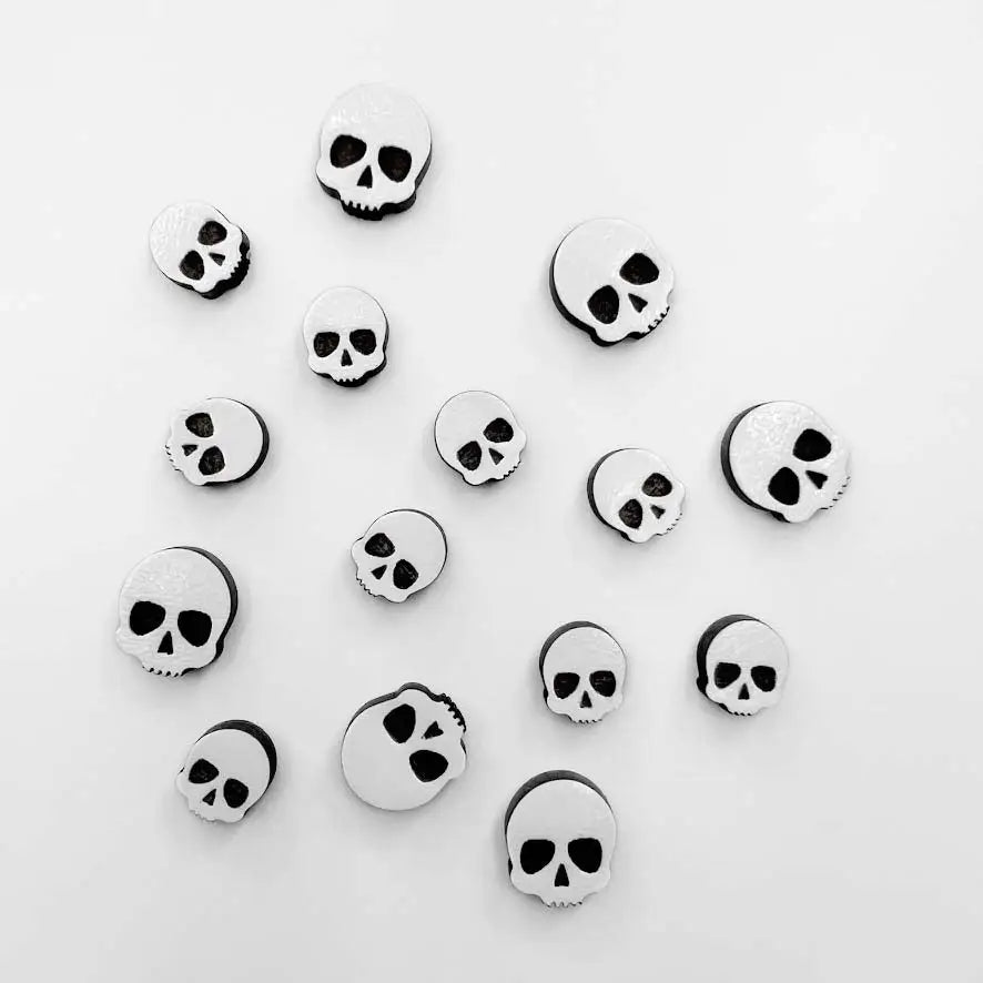 White Skull Wood Earrings Halloween