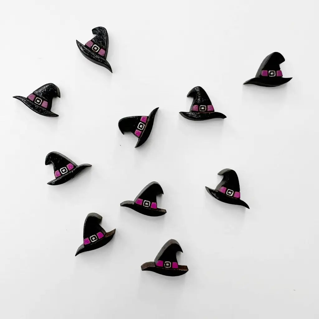 Witch Hat Wood Stud Earrings Halloween